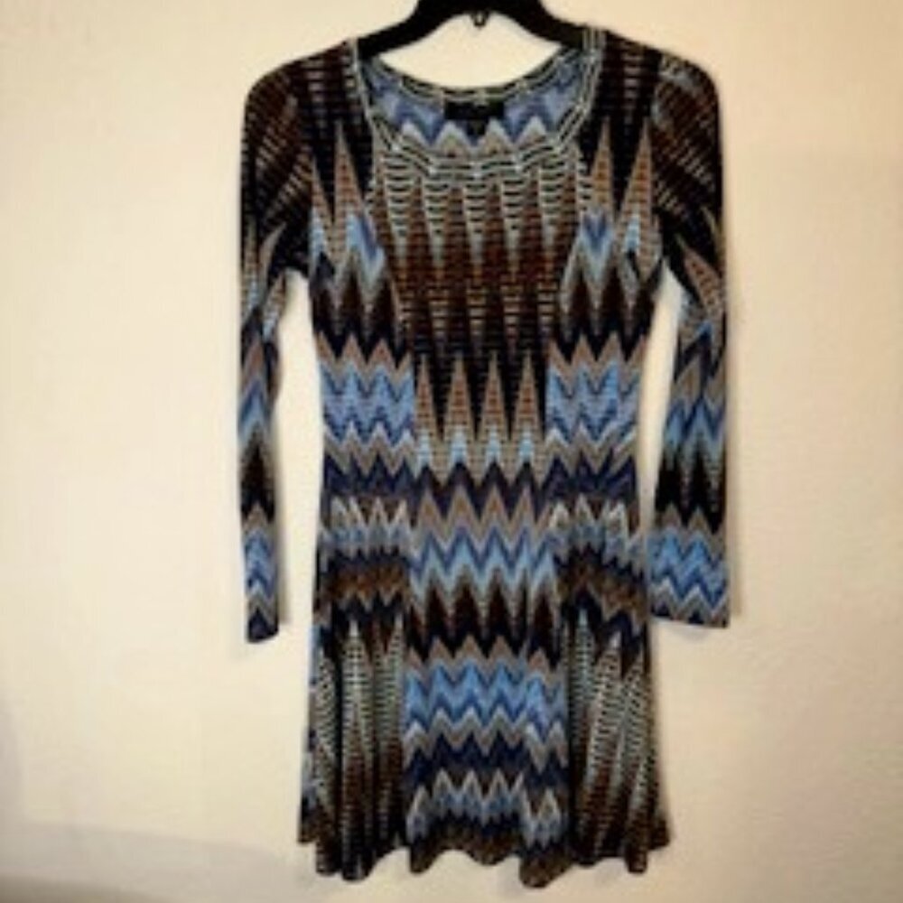 Karen Kane Desert Zig Zag A‎ Line Dress, S, Print